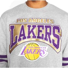 SUDADERA LAKERS "ALL OVER PRINT FLEECE CREW" MITCHELL AND NESS