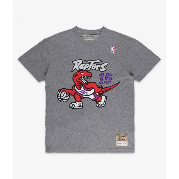 Camiseta manga corta name and number Vince Carter Toronto Raptors gris vista frontal