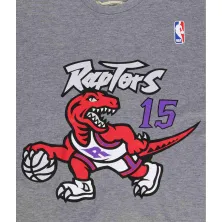 Camiseta manga corta name and number Vince Carter Toronto Raptors gris detalle