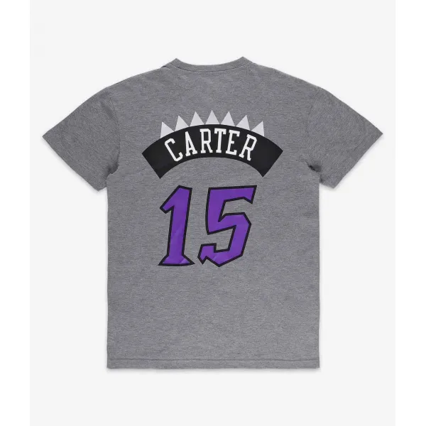 Camiseta manga corta name and number Vince Carter Toronto Raptors gris vista trasera