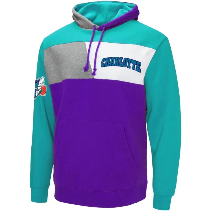 SUDADERA MITCHELL AND NESS " NBA COLOR BLOCKED CHARLOTTE HORNETS "