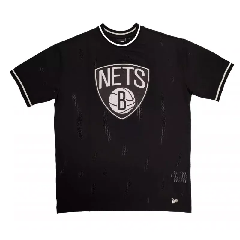 CAMISETA BROOKLYN NETS - NBA MESH TEAM LOGO OVERSIZED NEW ERA -NEGRA