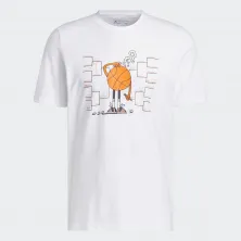 Camiseta Adidas "Lil Stripe Basketball Graphic" en blanco.