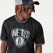 Camiseta Brooklyn Nets - NBA Mesh Team Logo Oversized New Era - negra