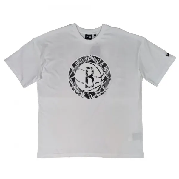 Camiseta Brooklyn Nets NBA Infill Logo Oversized blanca