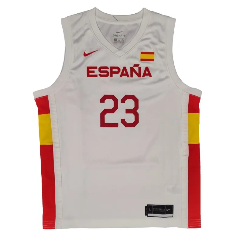 Camiseta Baloncesto Sergio Llull con Seleccion Española Talla Junior Blanca