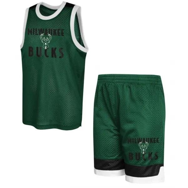 Equipación de Baloncesto Milwaukee Bucks Essential Mesh Outerstuff Junior frontal