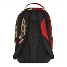 Mochila Sprayground Split Cheetah en rojo espalda