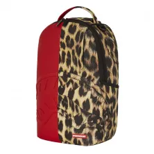 Mochila Sprayground Split Cheetah en rojo lateral 2