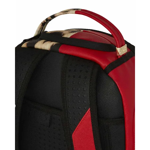 Mochila Sprayground Split Cheetah en rojo asa